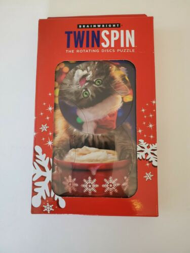 Twin Spin Christmas Cat, The Rotating Discs Christmas Puzzle By Brainwright.