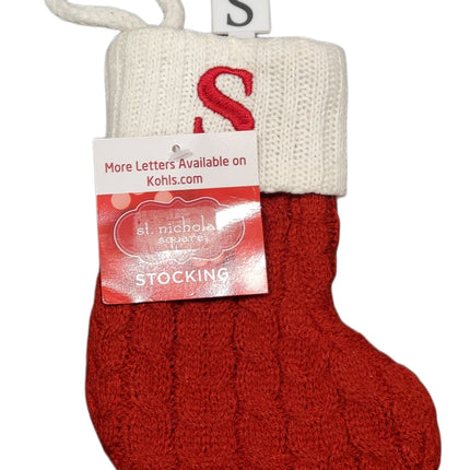 KOHL'S, ST NICHOLAS SQUARE MONGRAM STOCKING, MINI, LETTER "S" 7 X 5 INCHES