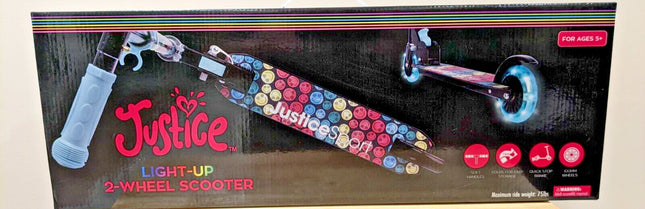 Justice Kids’ Kick Scooter – Light-Up Wheels New USA