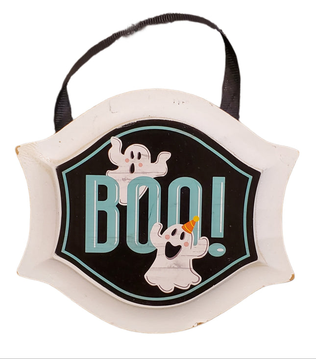 Boo with Ghosts Halloween Mini Sign 6x5 Inch