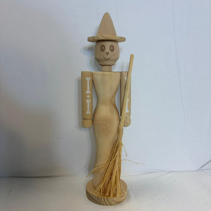 DIY Skeleton Witch Wood Nutcracker 14.5 in