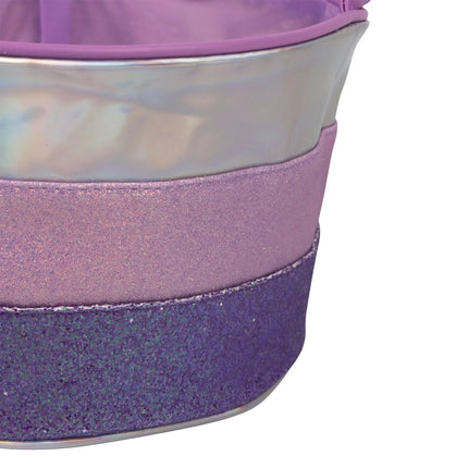 Easter Purple Mixed Fabric Basket with Bunny Ears Headband, 11 in x 6 in