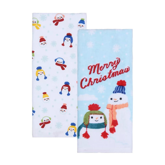 Christmas Kitchen Hand Towel Snowman Holiday St Nicholas Square - Set Of 2