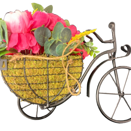 Ashland Metal Bicycle Wall Décor with Faux Florals – 19" W × 14" H
