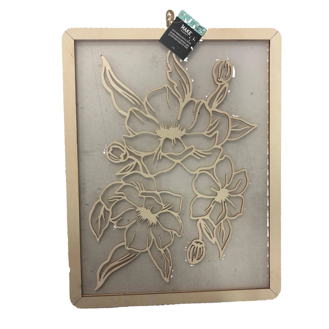 Make Market Wooden Décor – Floral Cutout Frame (14" Height × 11" Width)