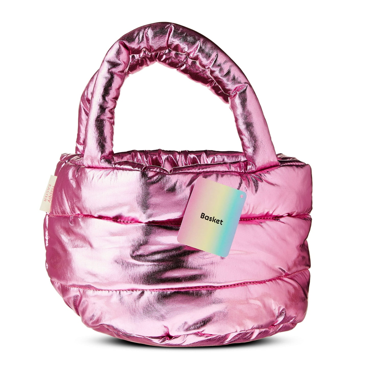 Easter Pink Metallic Fabric Basket