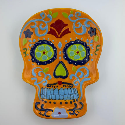 Orange Sugar Skull Decorative Trinket Dish