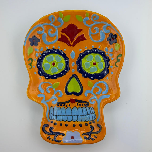 Orange Sugar Skull Decorative Trinket Dish