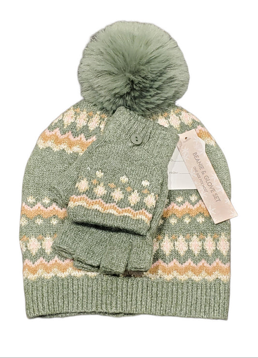 BEANIE AND GLOVE SET, FADED SPRUCE, ONE SIZE FITS MOST