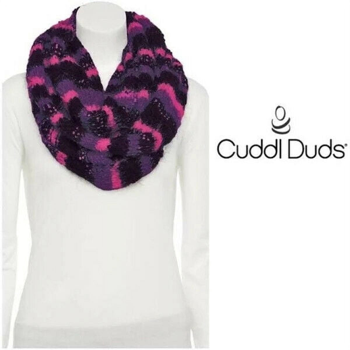 Cuddl Duds Womens Black Purple Pink Soft Striped Infinity Scarf - New with Tags