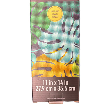 Tropical Leaves Diamond Art Kit with Frame – 11" x 14" DIY Craft