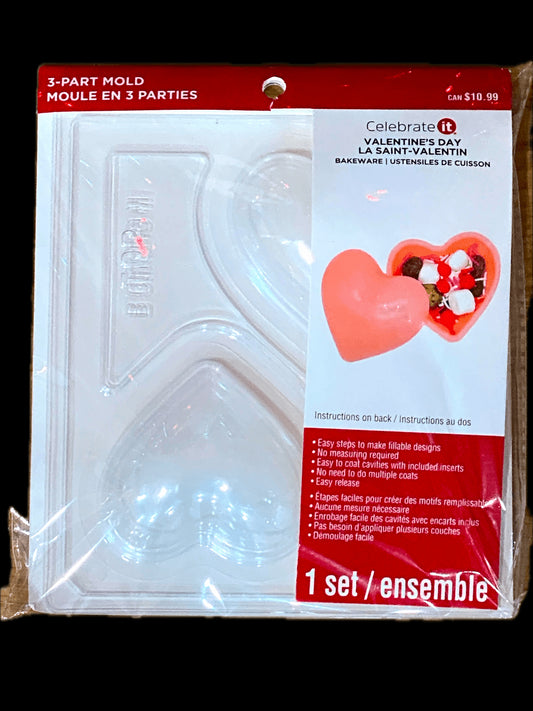 Celebrate it 3 Part Valentines Day Rounded Heart Shaped Candy Mold