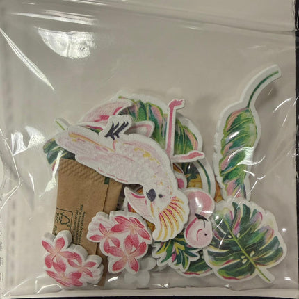 Tropical Bird & Palm Wooden Craft Shapes – Summer DIY Décor Set (18 Pieces)