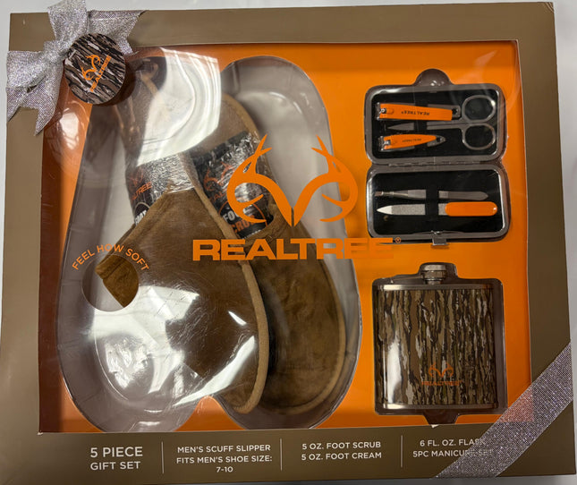 Realtree Men’s 5-Piece Slipper &amp; Grooming Gift Set
