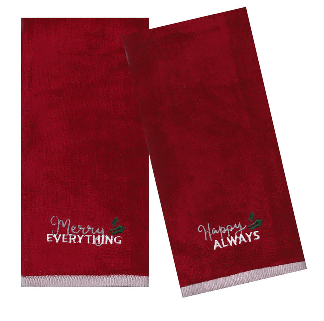 St. Nicholas Square Plush "Merry Everything" Towels – Red 2-Pack