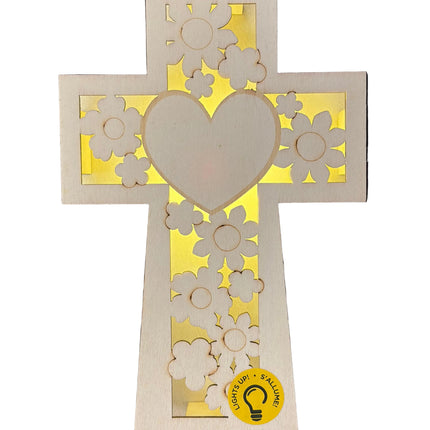 Make Market DIY LED Plywood Décor – Floral Cross (Tabletop Décor)