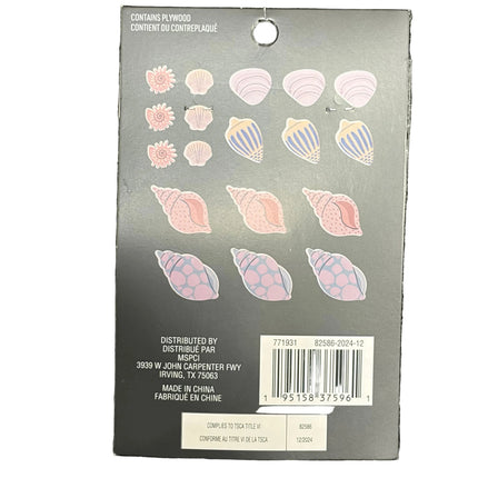 Wood Décor Set – Seashell Shapes (18 Pieces)