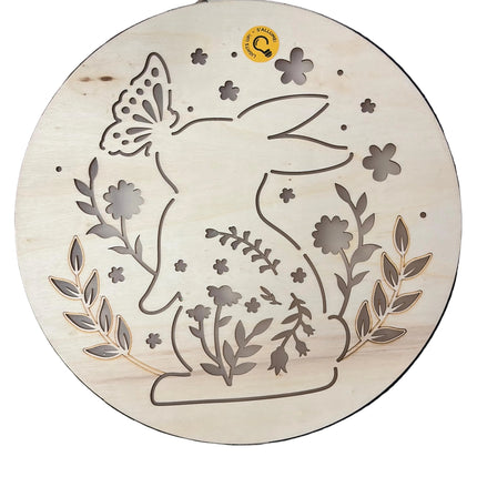 Make Market DIY LED Plywood Décor – Bunny Floral Circle (Wall‑Hangable)