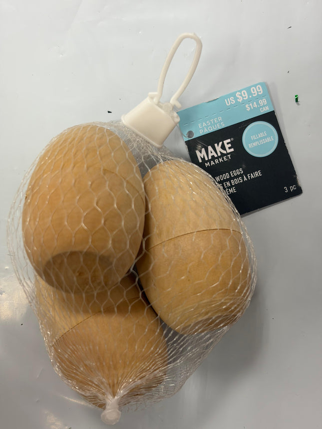 Make Market 2.5" Fillable Wood Eggs, 3-Pack