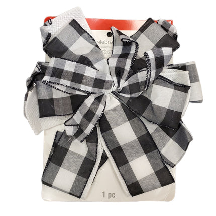 QUALITY, LARGE CHRISTMAS BOW, PLAID, CELEBRATE IT, 14 IN