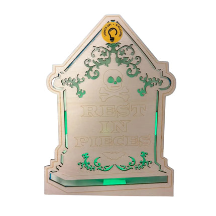 Light-Up “Rest in Pieces” Tombstone Décor – DIY Halloween Craft (7" x 5")