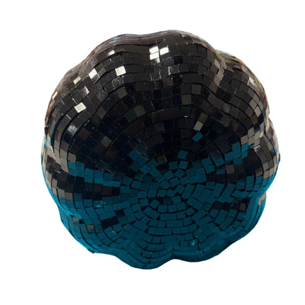 Black Mosaic Pumpkin Table Décor – Halloween Decorative Accent (8" x 7")