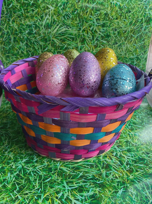 Easter Basket with 6 Plastic Colorful Eggs