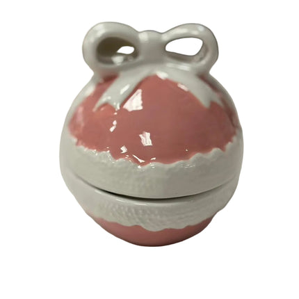 Ceramic Gift‑Box Trinket Container – Pink & White