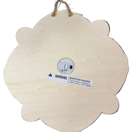 Wooden Décor – Rabbit Medallion with Floral Cutouts (10" Height × 10" Width, Wall Hangable)