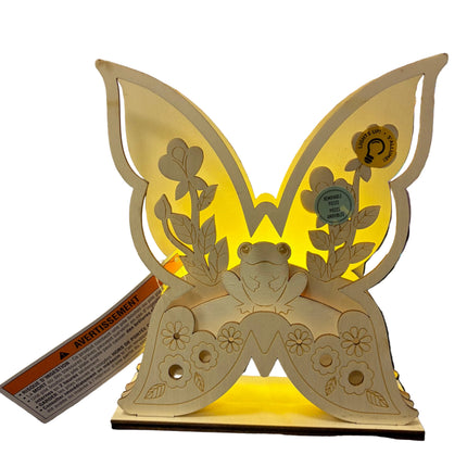 Make Market DIY LED Wooden Décor – Butterfly with Frog (8" Height × 7" Width)