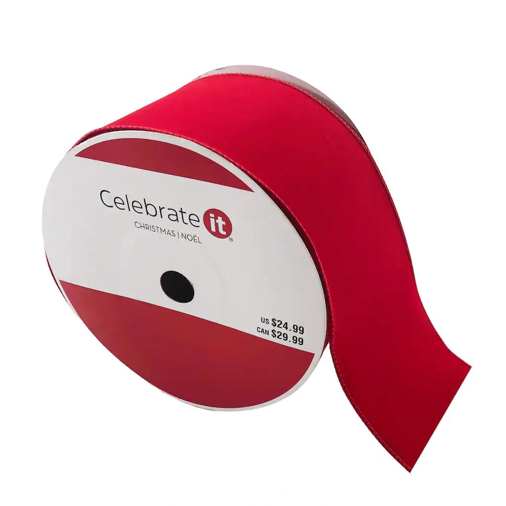 Celebrate It Wired Edge Red Velvet Ribbon 2 1/2 in x 90 ft