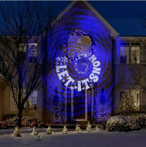 GEMMY BLUE AND WHITE SWIRLING SPIRALS & “LET IT SNOW” LED LIGHTSHOW PROJECTION