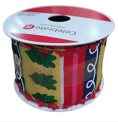 Joyful Holiday Christmas Wired Ribbon 2.5" x 20ft