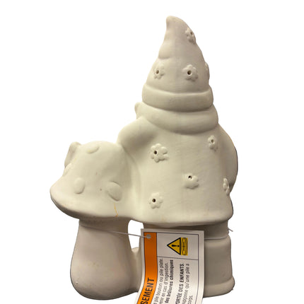 Make Market DIY LED Ceramic Décor – Gnome with Mushroom (9" Height × 6" Width)