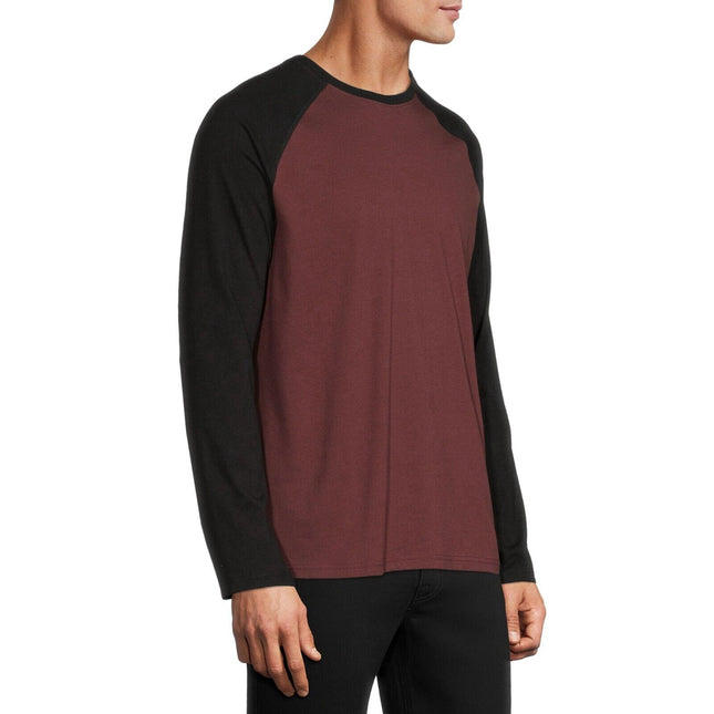 Men’s Raglan Baseball Tee – Maroon Black Size Small
