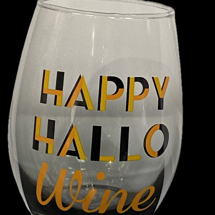 Happy Hallo Wine Glass 14oz - Halloween Glassware