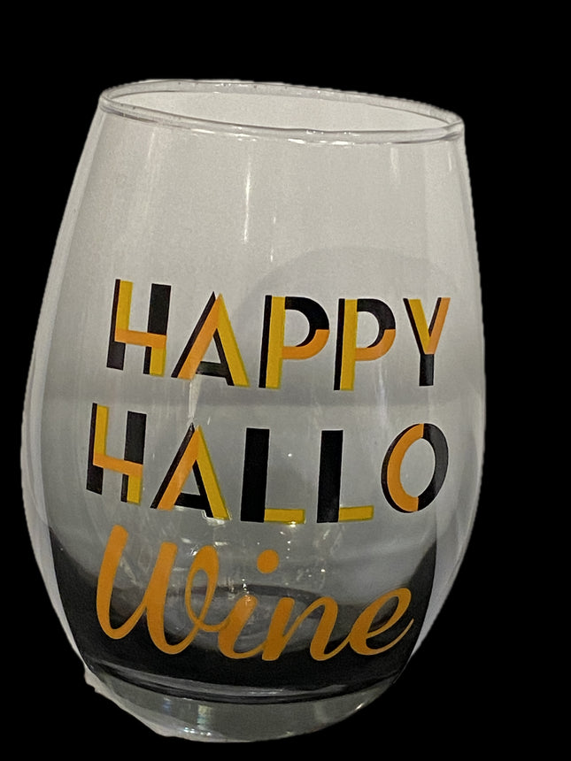 Happy Hallo Wine Glass 14oz - Halloween Glassware