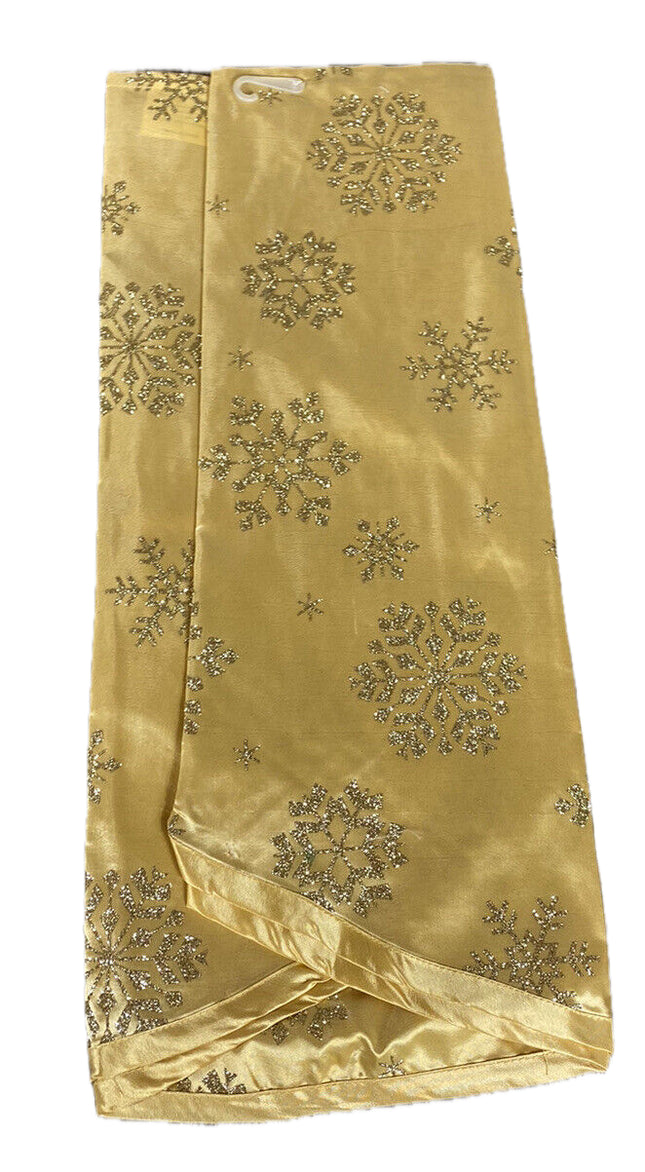 Gold Satin Tree Skirt – 48in Snowflakes by Holiday Time