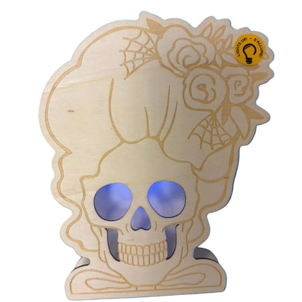 Light-Up Skull Floral Décor – DIY Halloween Craft (7.5" x 6")