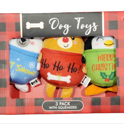 Woof Dog Toys 3-Pack – Animal Squeaker Gift Set