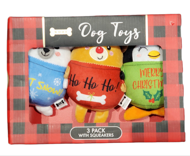 Woof Dog Toys 3-Pack – Animal Squeaker Gift Set