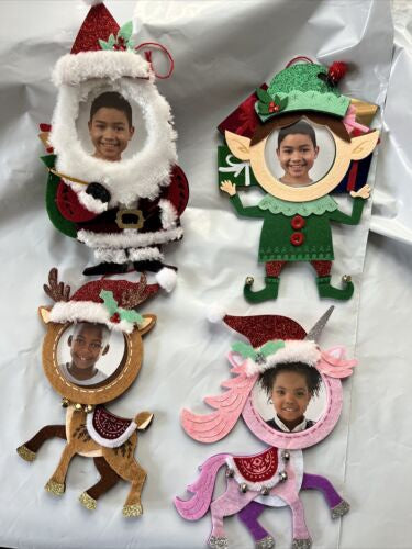 Studio Decor Set of 4 Characters for Kids' Felt Christmas Photo Ornaments 8 In.