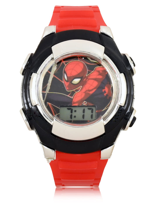 Marvel Spider-man Unisex ChildMetallic Flashing Light Up Dial Watch - SPD4801WM