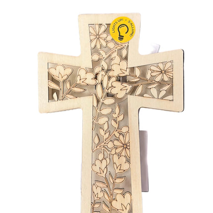 Make Market DIY LED Plywood Décor – Floral Cross (Tabletop Décor)