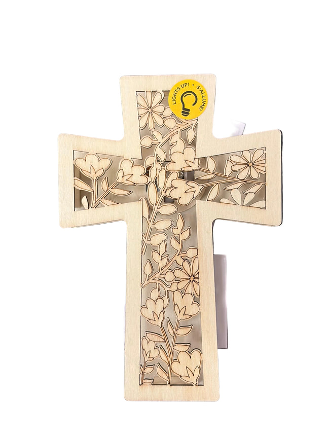 Make Market DIY LED Plywood Décor – Floral Cross (Tabletop Décor)