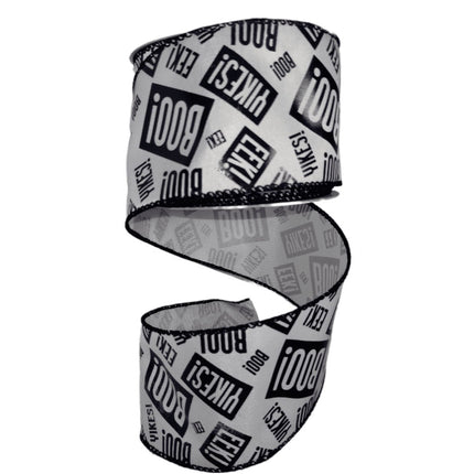Celebrate it White with Black Words Halloween Ribbon Yikes!