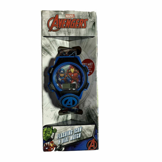 Marvel Avengers Boys Watch Flashing Icon Dial Watch Blue