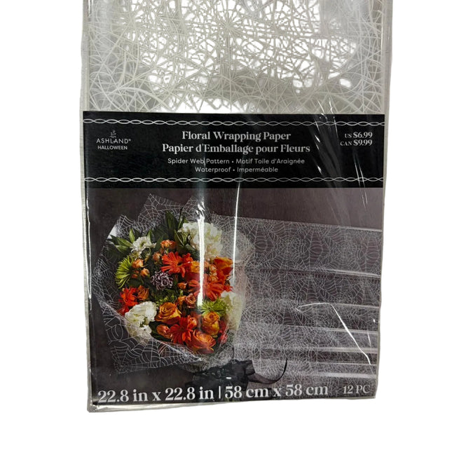 Spider Web Floral Wrapping Paper – Waterproof Bouquet Wrap (22.8" x 22.8", 12 Pack)