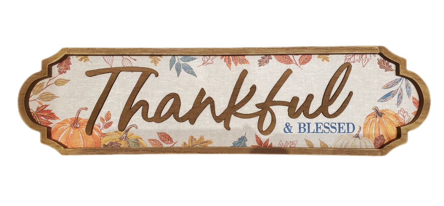 ASHLAND, FALL, WALL DECOR, PUMPKIN PATCH, THANKFUL & BLESSED 22.5", X 6", WALL SIGN