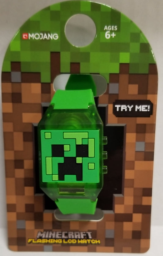 Minecraft Creeper Male Child LCD Watch with Light-up Silicone Strap (MIN4014)